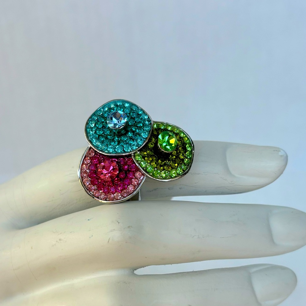 Tri-Color Crystal Ring